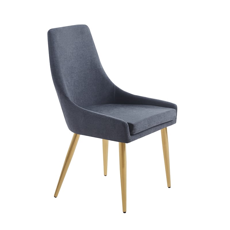 Set of 2 Classical Upholstered Accent Dining Chairs with Steel Legs