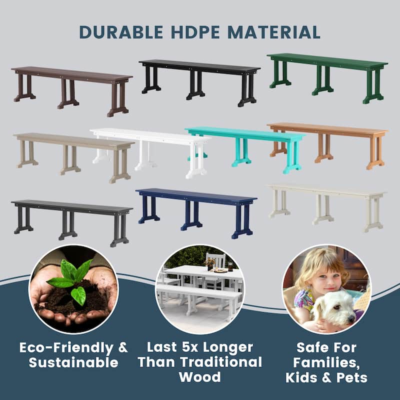 Laguna Hdpe All Weather Outdoor Patio 65" Bench