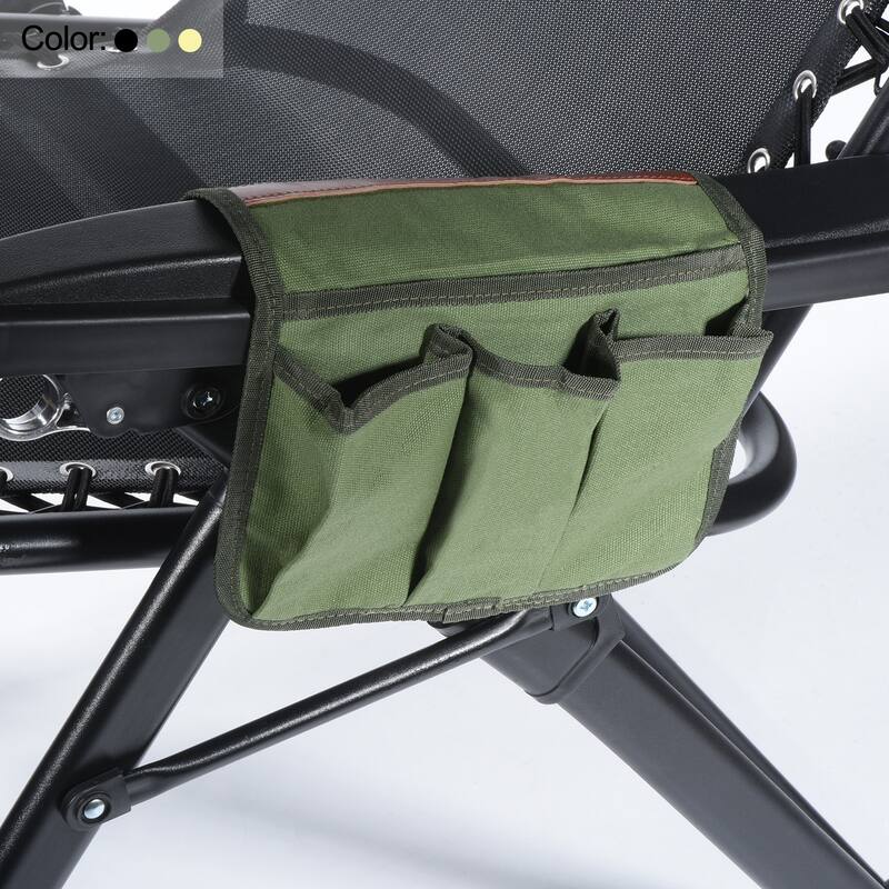 2pcs Chair Armrest Organizer, Outdoor Chair Arm Rest Magazines Bag, Black