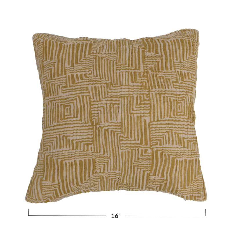 Cotton Pillow with Kuba Cloth Pattern