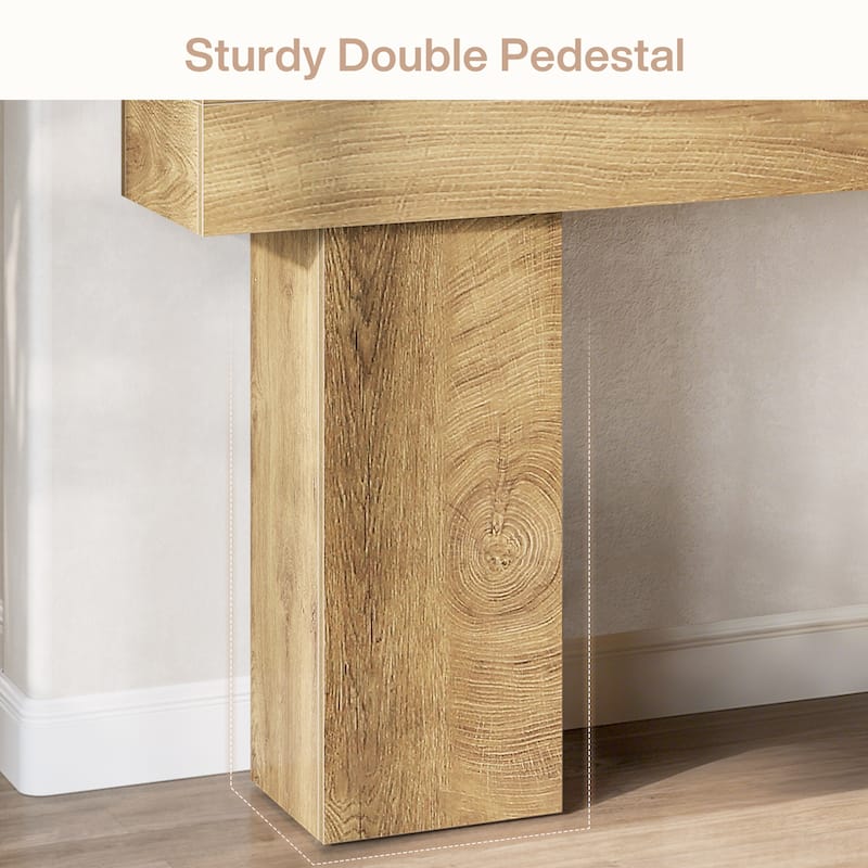 63" Long Console Table for Entryway, Industrial Farmhouse Wooden Sofa Table