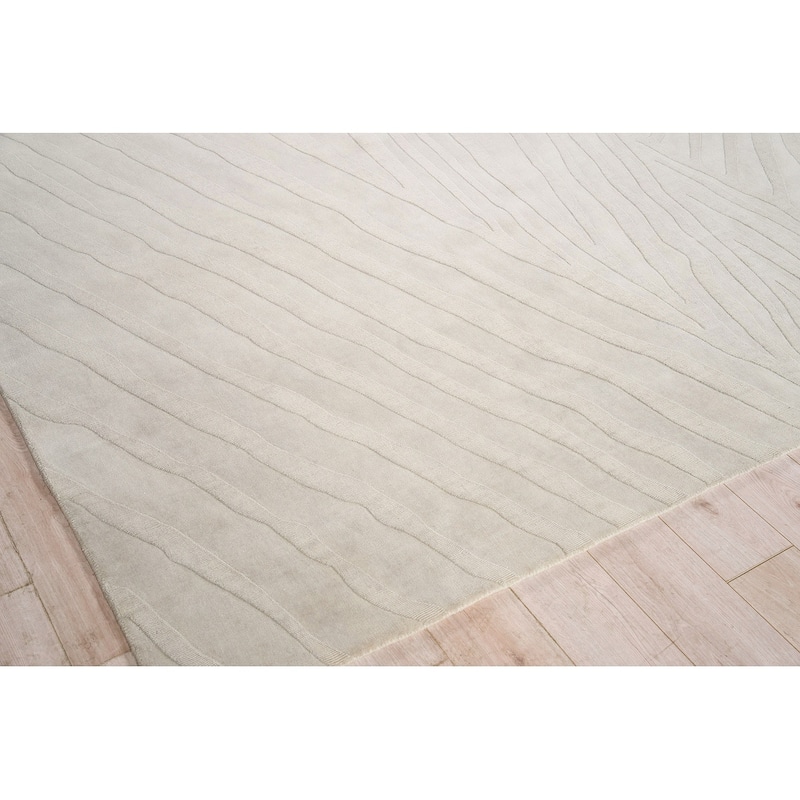 Exquisite Rugs Tempo Handmade Handloomed New Zealand Wool Light Silver Area Rug