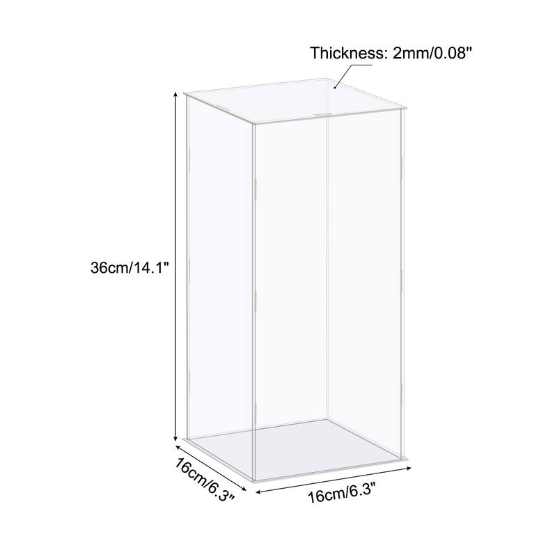 Display Case Box Acrylic Box Transparent Showcase 16x16x36cm for Collectibles