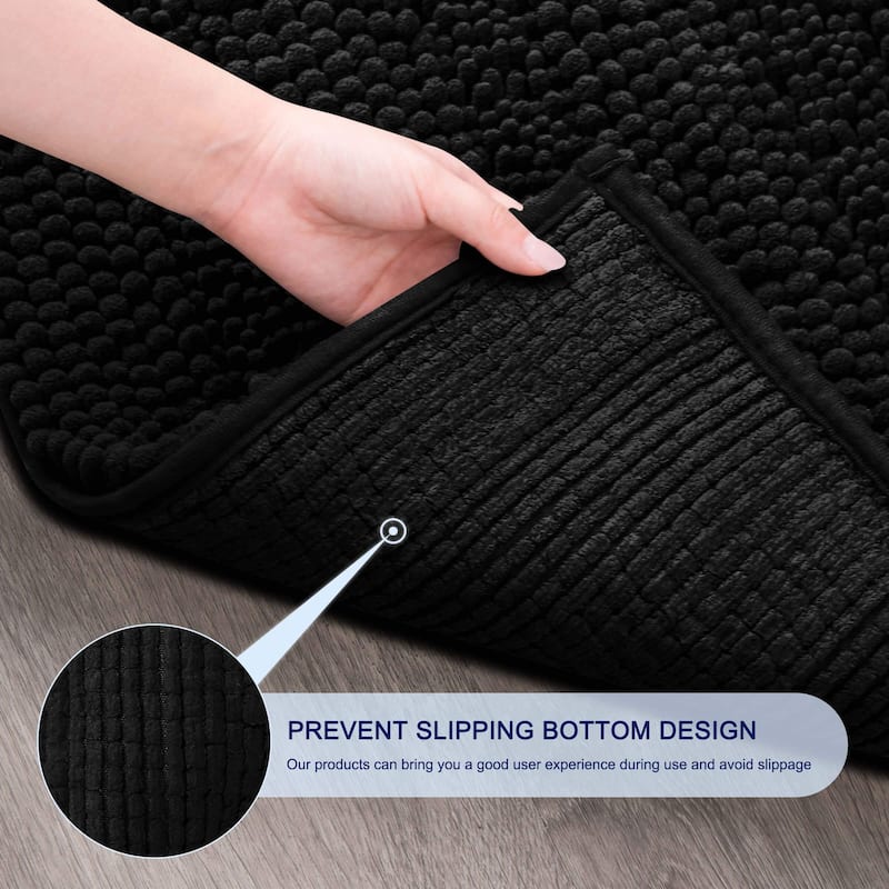 Subrtex Super Soft Absorbent Braided Bathroom Mats Chenille Bath Rugs