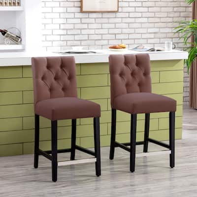 Carter 24" Classic Button Tufted Counter Stool (Set of 2)