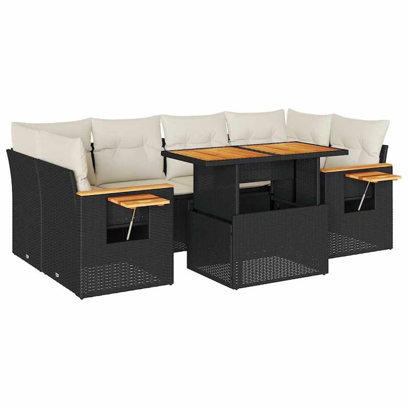 vidaXL Garden Sofa Set Black, Cream White - 21.7 x 39.4 x 28.7 in