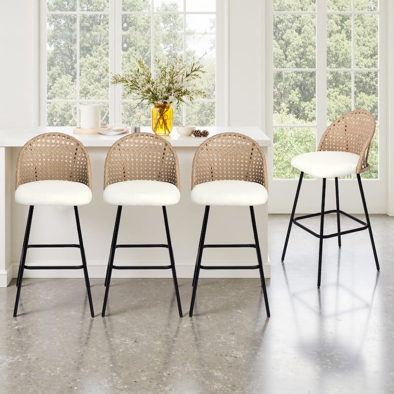 29.52"H Upholstered Bar Stools/ Counter Stools with Metal Leg Set of 4 - Set of 4