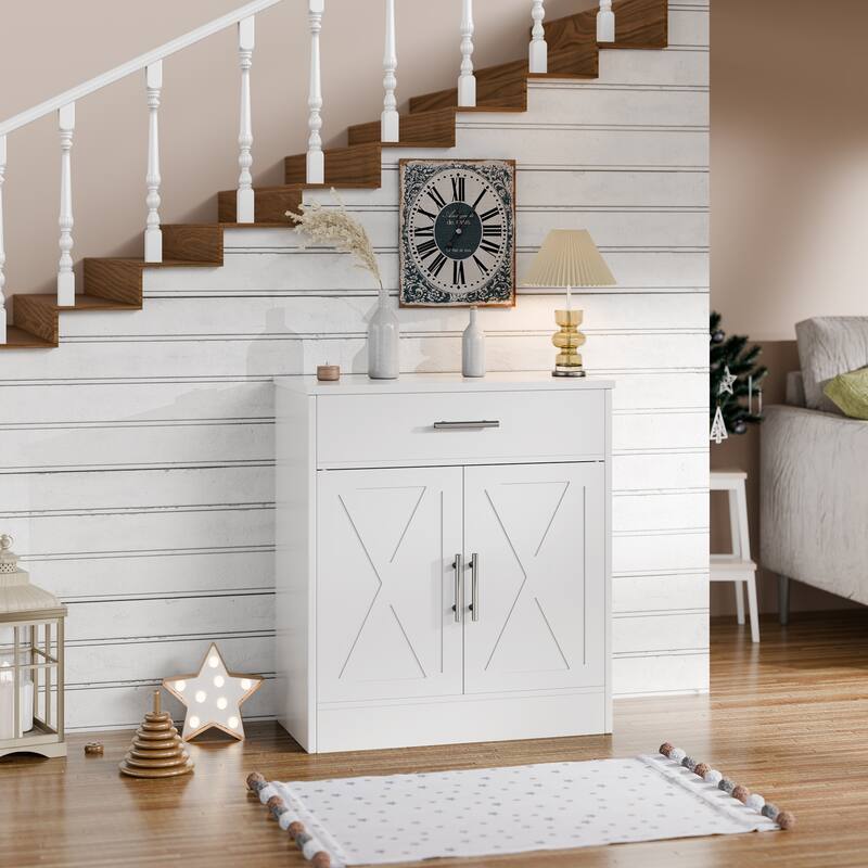 Futzca Sideboard Buffet Cabinet, Kitchen Storage Cabinet - No Shelf - White