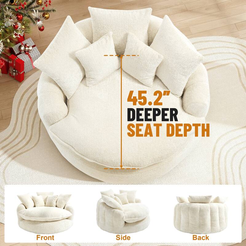 Rossetta Oversized Round Polyester Foam Chair with Pillows