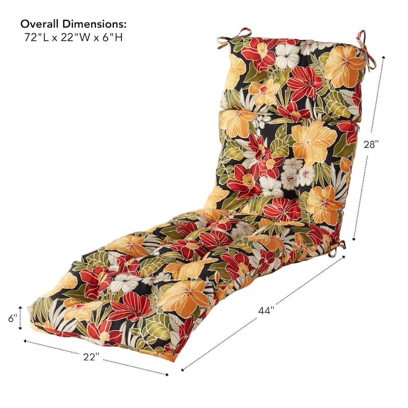 Greendale Home Fashions Aloha Floral Outdoor Chaise Lounge Cushion