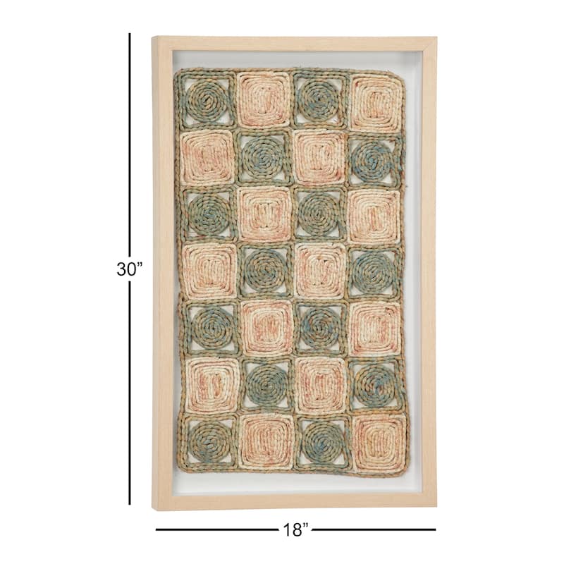Large Rectangular Shadow Box w/ Checkerboard Rope Abstract Wall Art 18 x 30 - 18 x 2 x 30