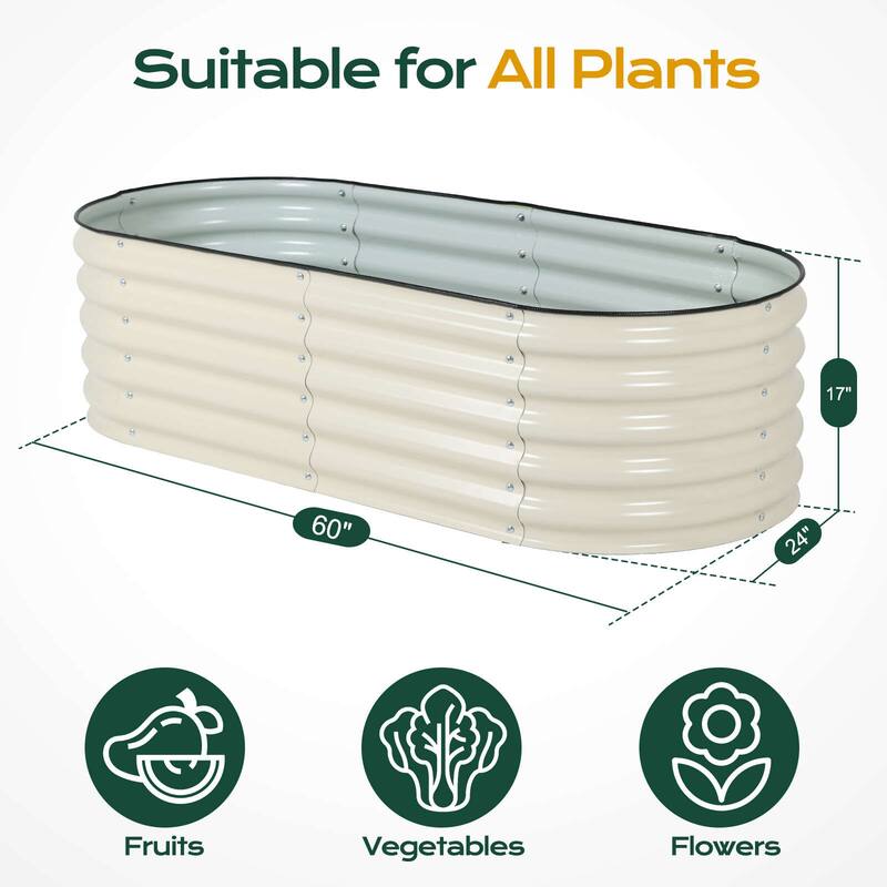 Aoodor 4 in 1 Modular Aluzinc Metal Raised Garden Bed - Outdoor Garden Planter Box for Vegetable, Flower, Herb - N/A