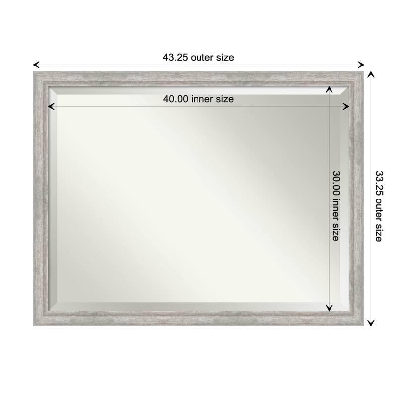 Angled Beveled Wood Framed Wall Mirror - Angled Silver - Glass Size 40x30