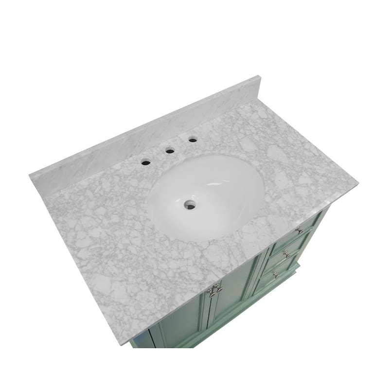 KitchenBathCollection Bella 36" Bathroom Vanity with Carrara Marble Top