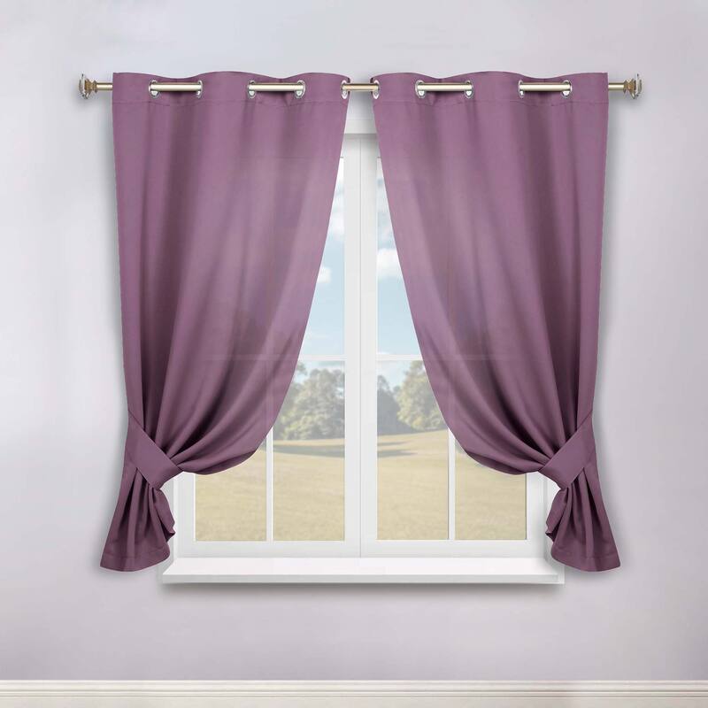 Superior Solid Machine Washable Room Darkening Grommet Blackout Curtains, Set of 2