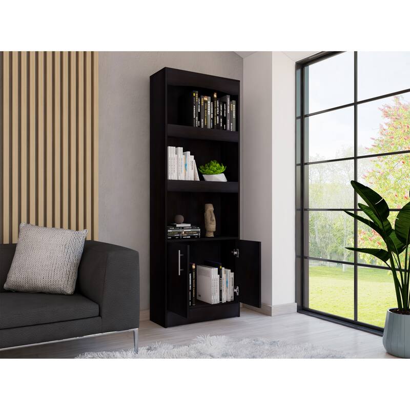 Bookcase for Office, Metal Hardware, Black Wengue Finish