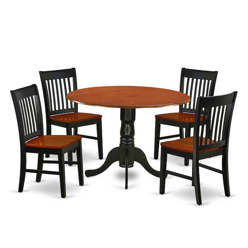 Art Nouveau Dining Set - 5 Piece Kitchen Table & Chairs - 42" Round Table, Black Cherry Finish