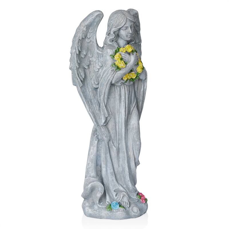 Angel with Yellow Flower Wreath Statue