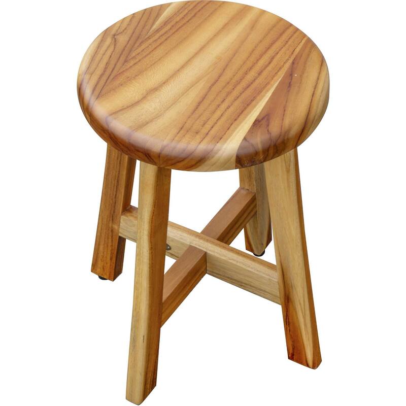 HomeRoots 13" Round Compact Teak Chair in Natural Finish