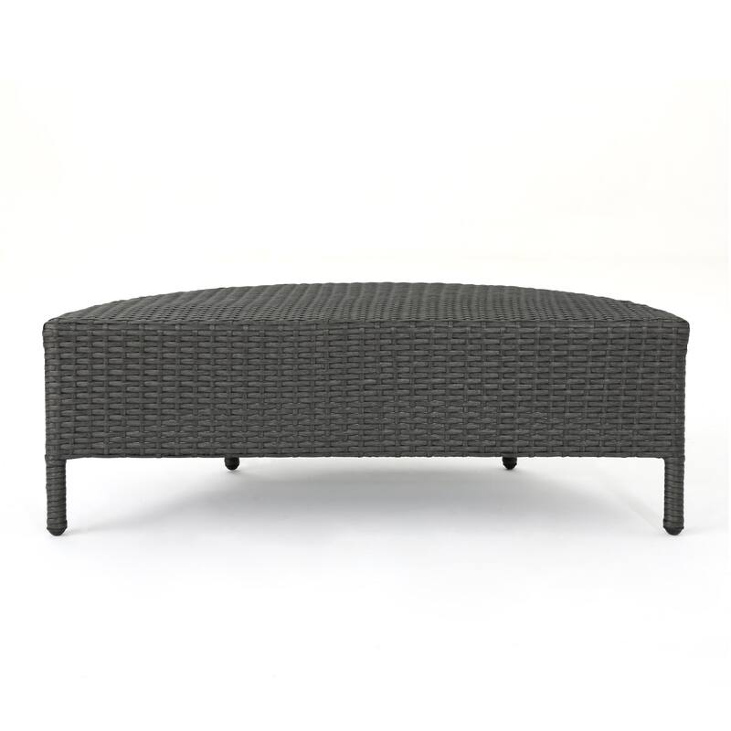 Newton Outdoor Half-Round Coffee Table - Wicker - Gray by Christopher Knight Home