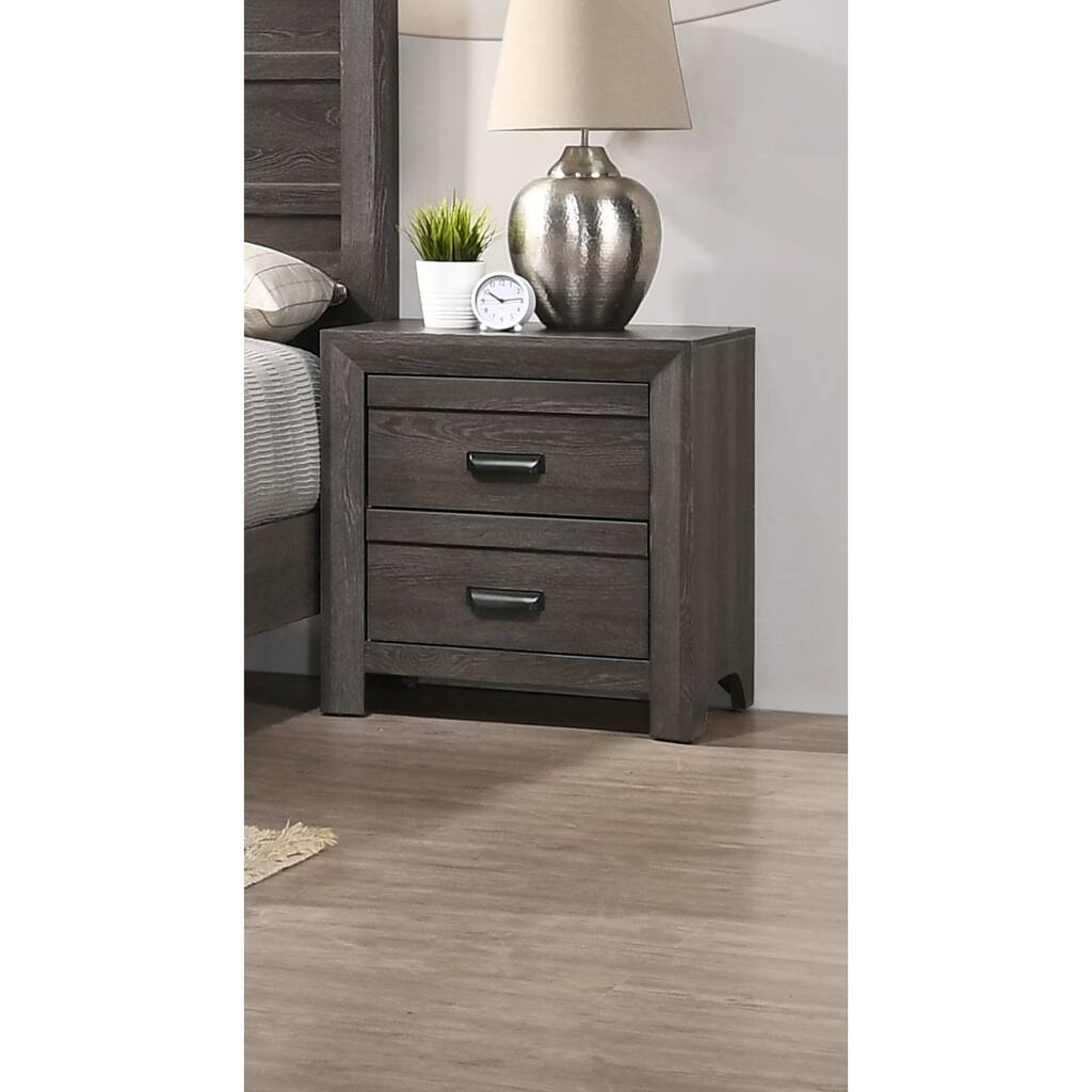 1pc Nightstand End Table with Two Storage Drawers