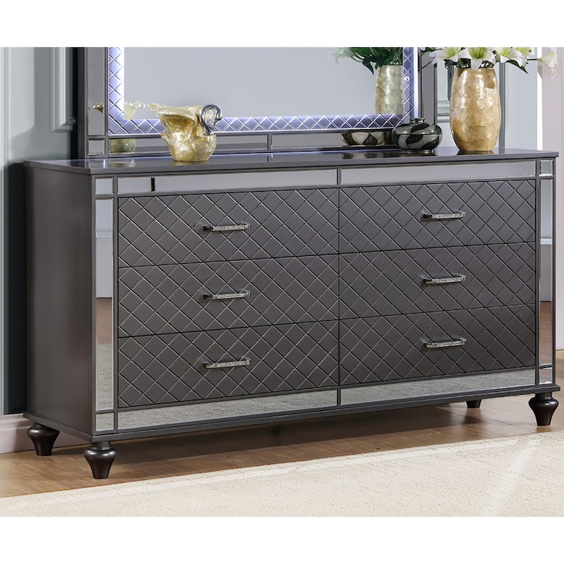 Livorno Gunmetal 6-Drawer 62 in. W Dresser
