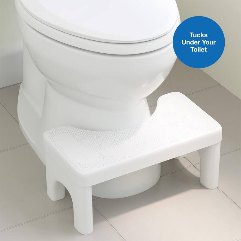 Step and Go Toilet Stool for Bathroom, Potty Poop Squat Stool 7" - White