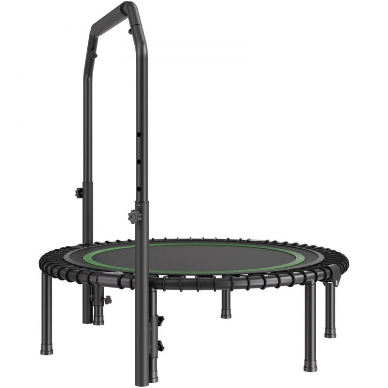 Black-Green Foldable Steel Fitness Trampoline with Adjustable Handle Perfect for Home Exercise