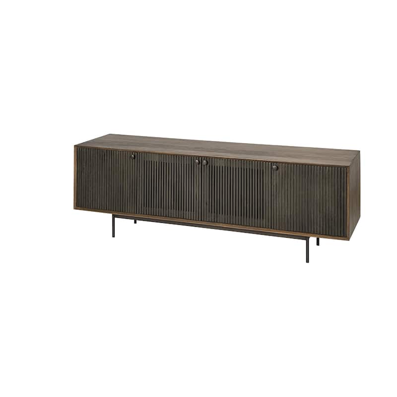 HomeRoots 20" Brown Solid Wood Cabinet Enclosed Storage TV Stand - 20
