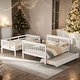 preview thumbnail 1 of 18, Twin Over Full Bunk Bed with Twin size Trundle,Storage and GuardRail White