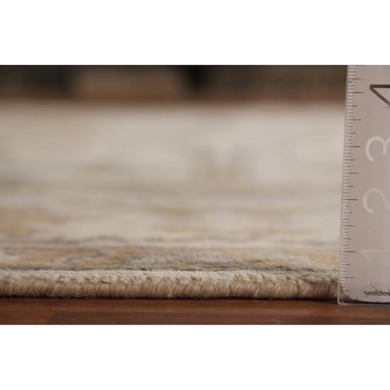 Earth Tone Oushak Indian Large Rug Hand-Knotted Wool Carpet - 7'11"x 15'8"