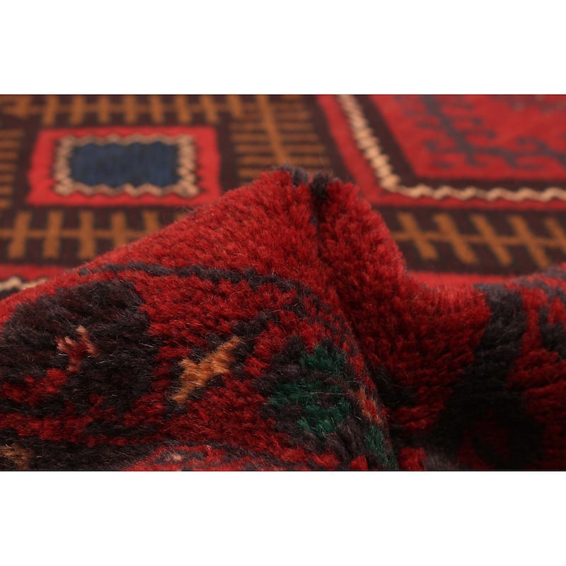 ECARPETGALLERY Hand-knotted Baluch Red Wool Rug - 3'10 x 6'8