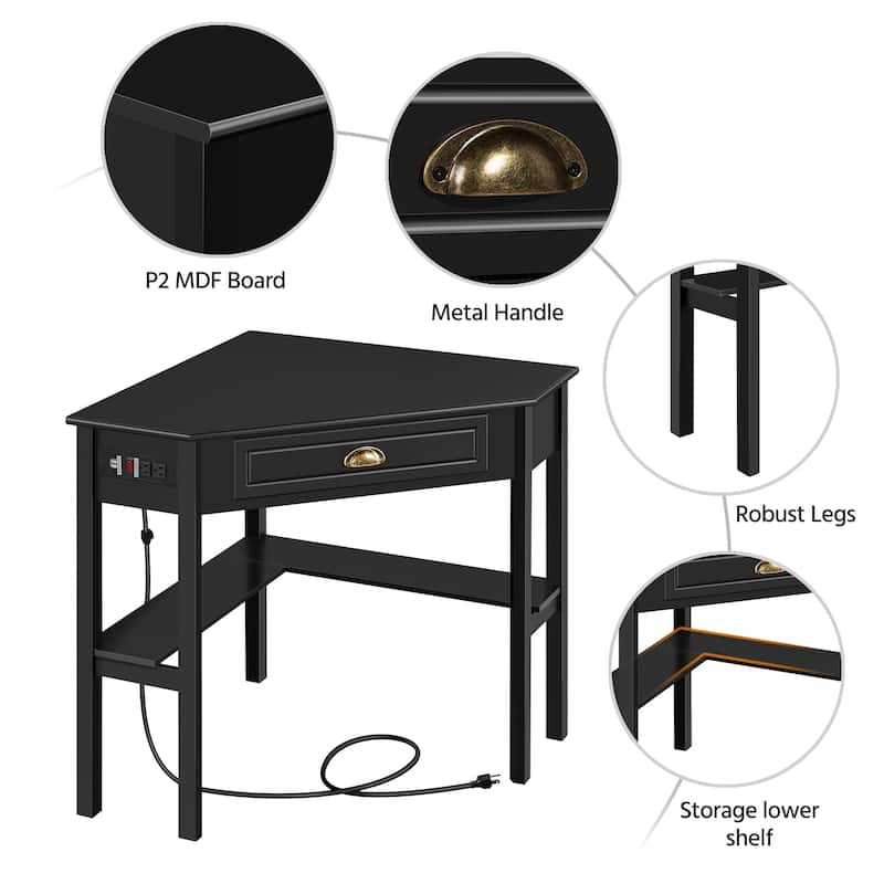 Yaheetech L Shaped Corner Computer Desk with Power Outlets