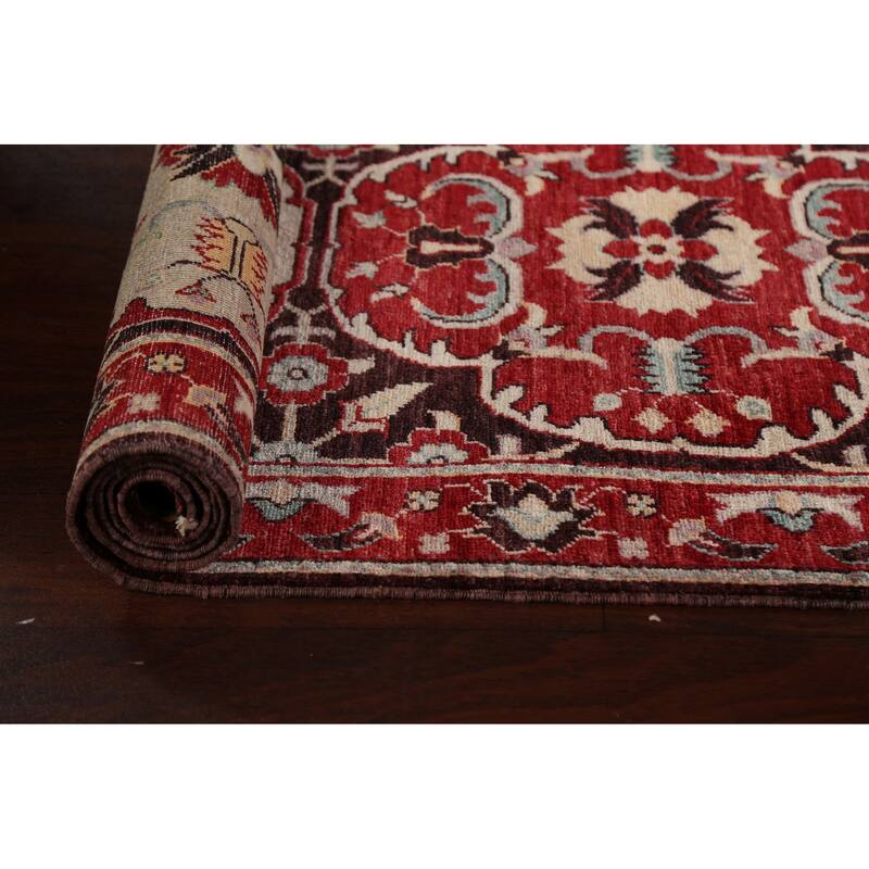 Hand Knotted Oriental 100% Wool Carpet Traditional Floral Brown Kazak Runner Rug - 8' 0'' X 2' 7''