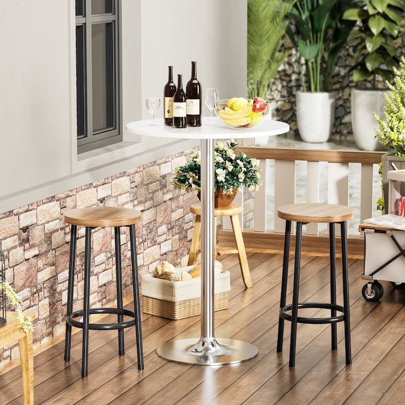 Homall Bistro Pub Table Round Bar Height Cocktail Table Metal Base MDF Top Obsidian Table with Black Leg 23.8inch Top - N/A