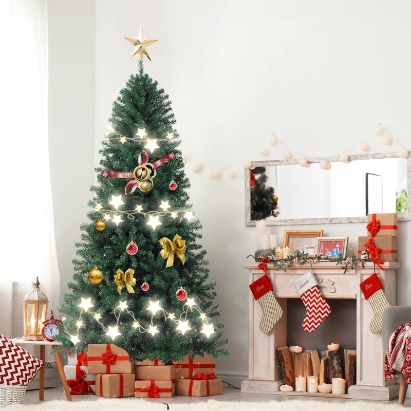 6FT/7.5FT Artificial Pine Christmas Tree with Durable Metal Stand,