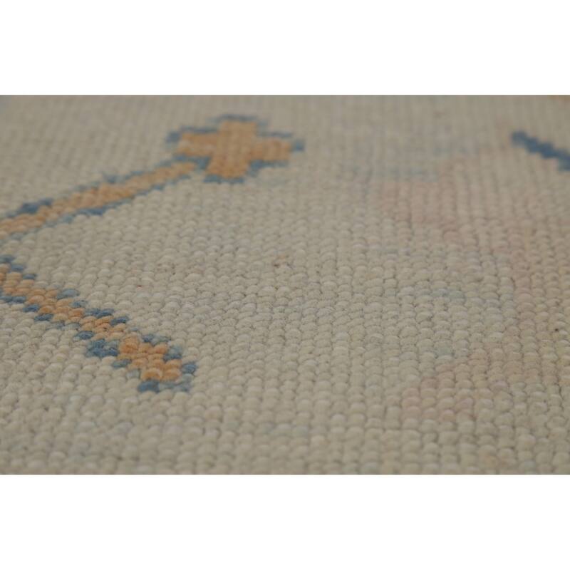 Hand Knotted Oriental 100% Wool Carpet Transitional All-Over Beige & Ivories Oushak Area Rug - 12' 8'' X 9' 6''