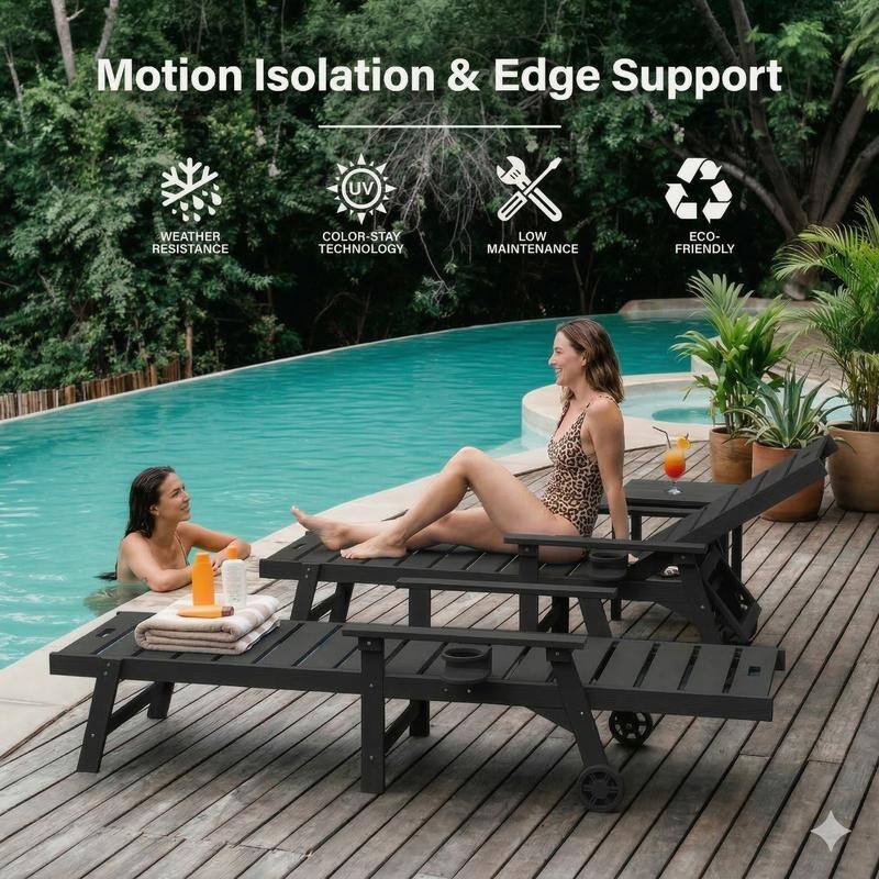 WINSOON All-Weather Outdoor Chaise Lounge Chair, 5-Level Adjustable Backrest with Cup Holder