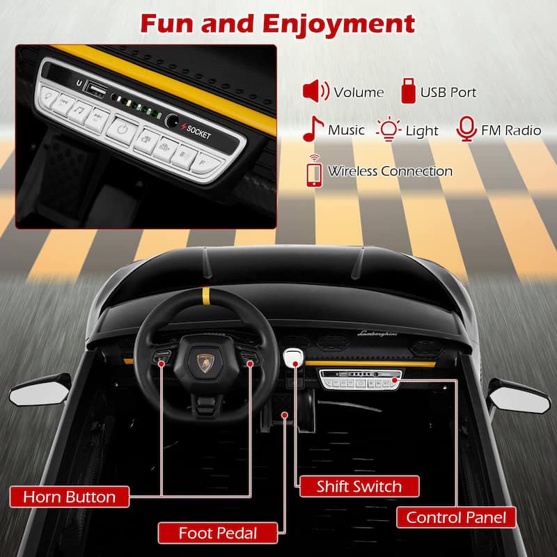 Costway 4WD 2-Seater Ride on Car, Licensed Lamborghini Kids’ Vehicles - See Details