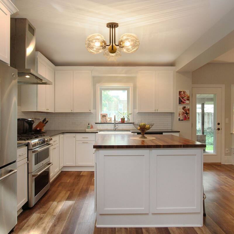 3-Light Contemporary Semi Flush Mount with Ripple Glass