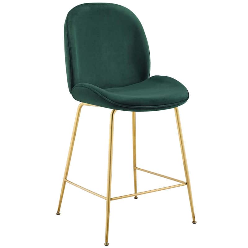 Scoop Gold Stainless Steel Leg Performance Velvet Counter Stool - N/A