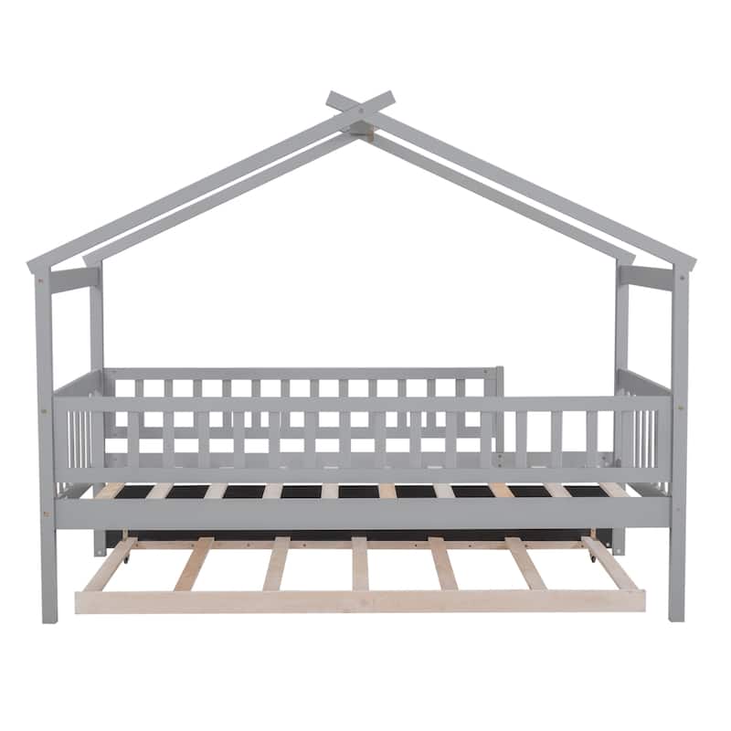 Twin Pine House Bed with Twin Trundle