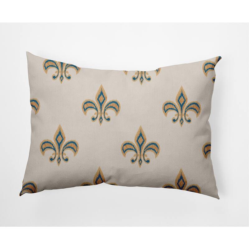 Fleur de Lis Indoor/Outdoor Throw Pillow - 14" x 20" - Autumn Blue