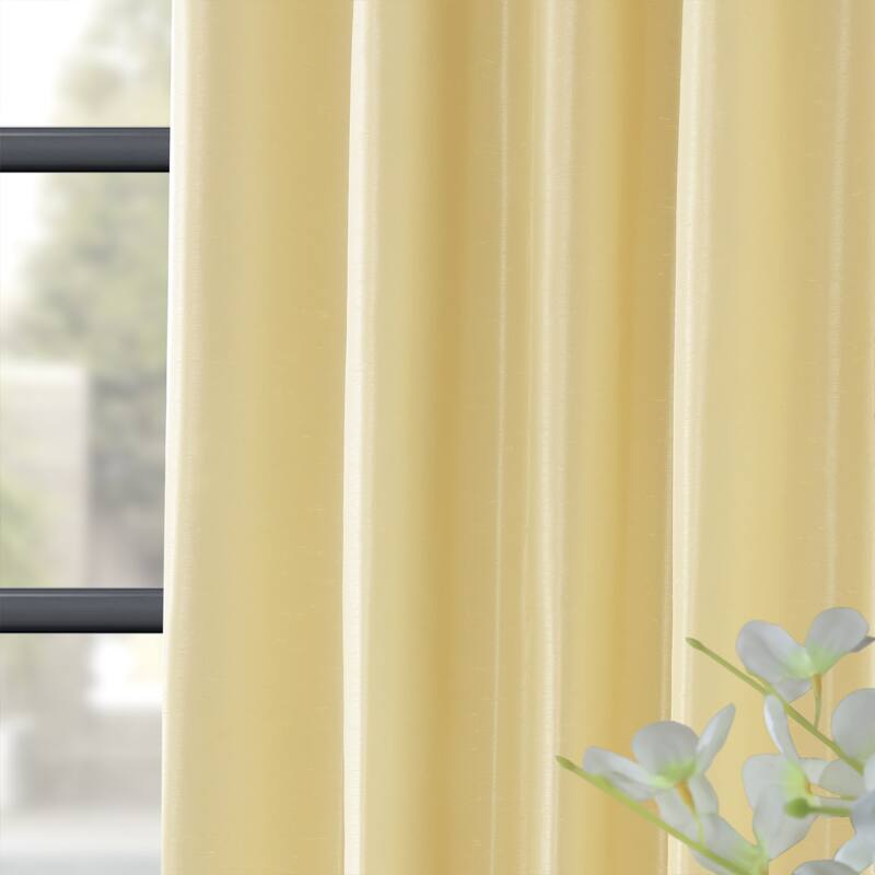 Exclusive Fabrics Blackout Textured Faux Dupioni Silk Curtains (1 Panel) - Luxurious Elegance and Superior Light Control