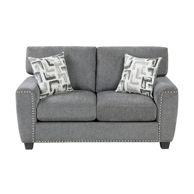 Windsor Chenille 2-Piece Living Room Sofa Set with Nailhead Trim