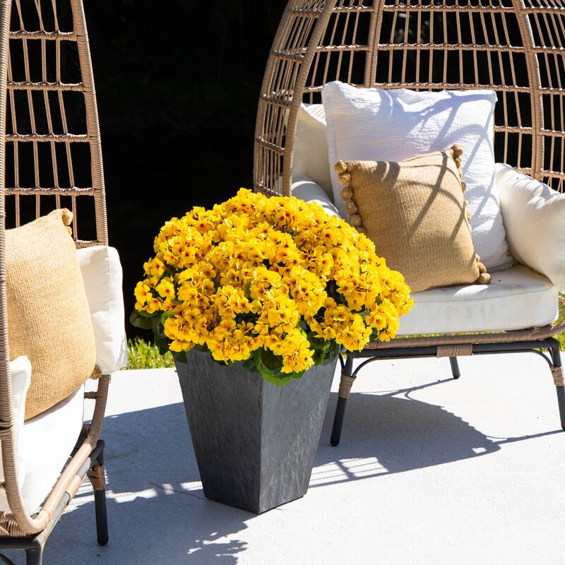 33-in UV Resistant Artificial Geranium Plant in Slate Ceramic Planter