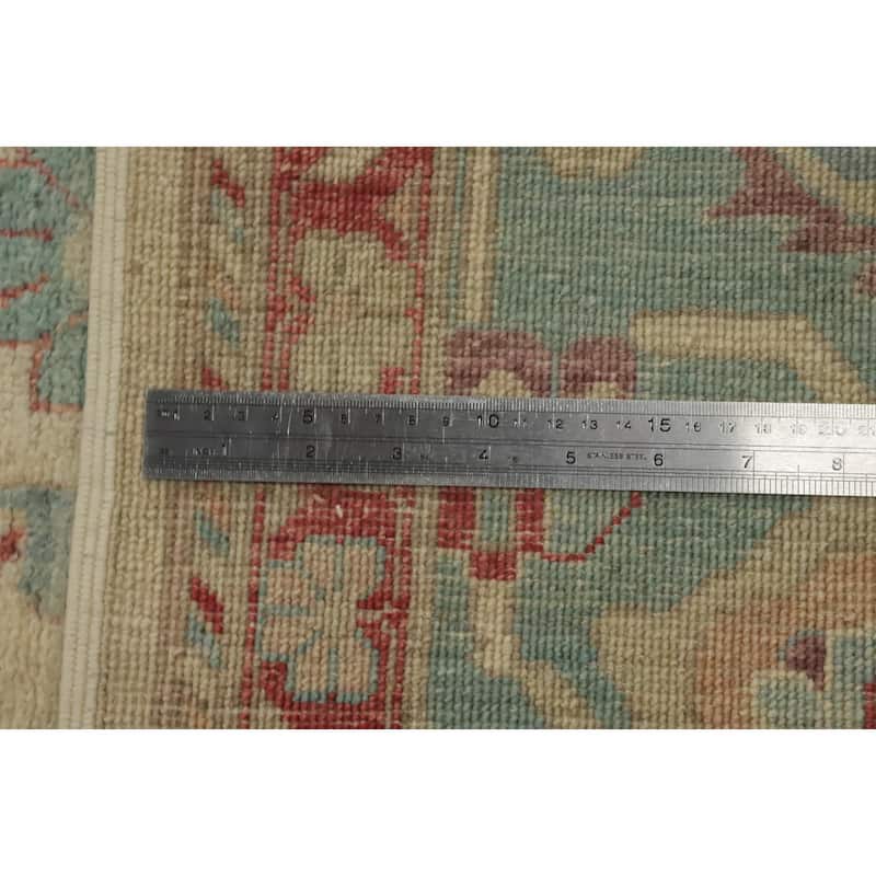 Hand Knotted Traditional Wool Beige Geometric Area Rug - 13' 5'' X 9' 9''