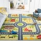 preview thumbnail 7 of 54, SAFAVIEH Kids Playhouse Machine Washable Slip Resistant Fazlie Neighborhood Rug 7'9" x 10' - Light Green/Dark Grey