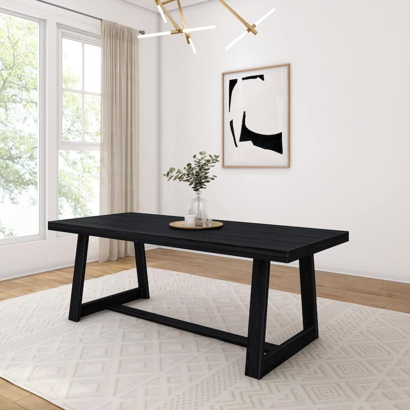 Plank and Beam Classic Farmhouse Solid Wood Dining Table - 84" - Black Wirebrush