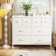 preview thumbnail 3 of 8, White Dresser for Bedroom with 8 Drawers TV Stand for 45" TV Bedroom Dresser Storage Organizers, Fabric Chest of Drawers